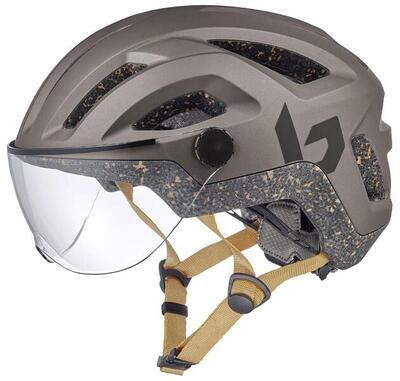 Stadsfietshelm “eco react visor”. donkerbrons