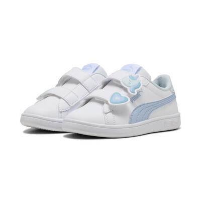 Puma smash 3.0 badges sneakers voor kinderen puma white haute tropic blue
