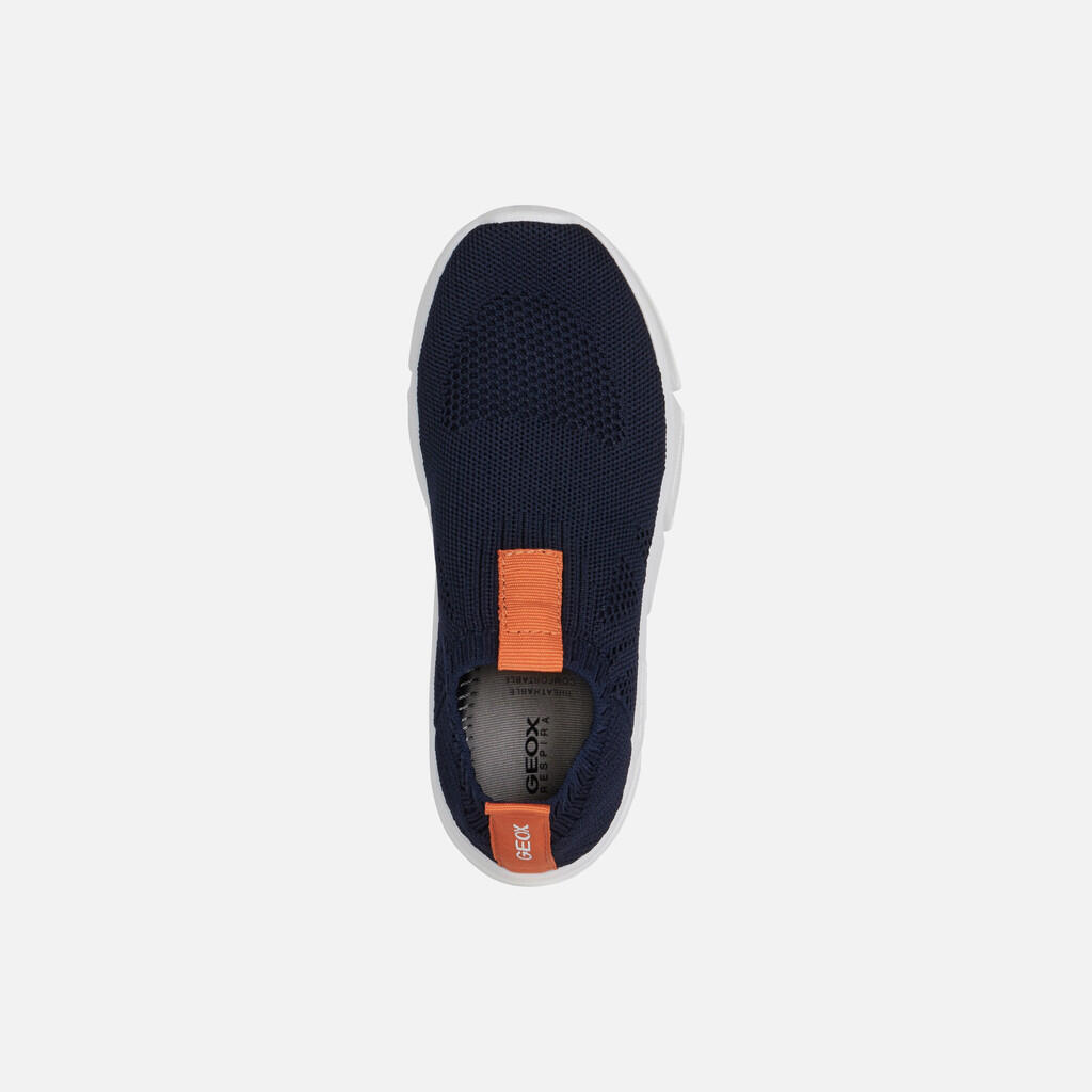 Baskets Garçon J ARIL BOY Bleu Marine/Orange 6/7