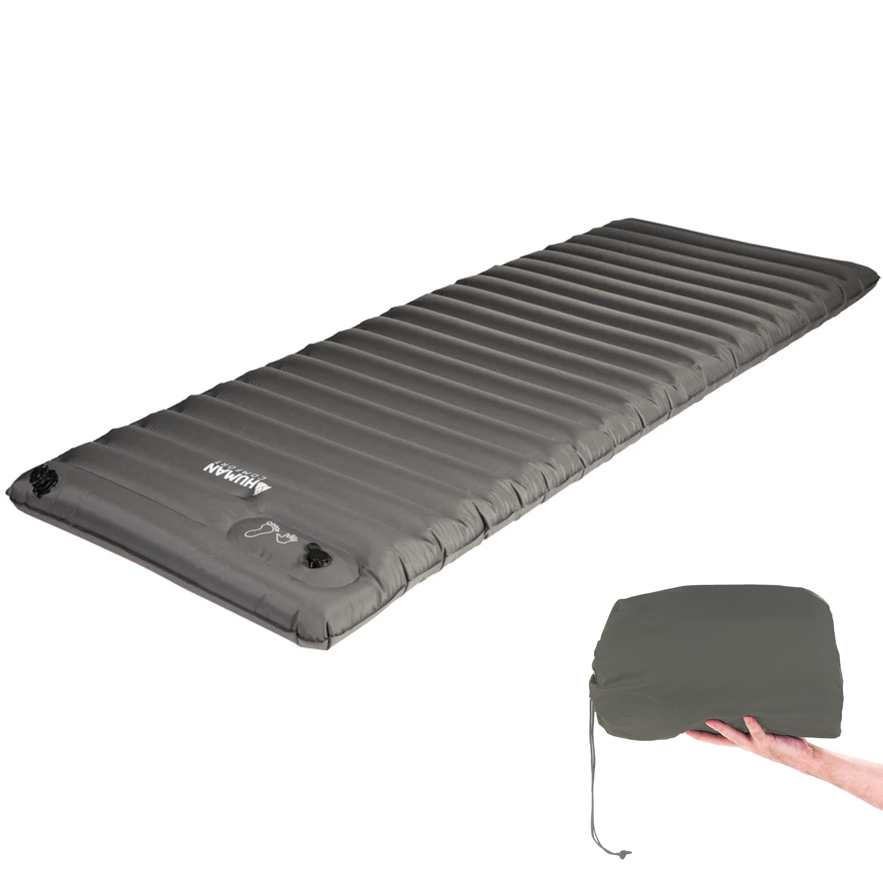 HUMAN COMFORT Camping Luftbett Durtal Single Isomatte Luftmatratze Pumpe 10 cm
