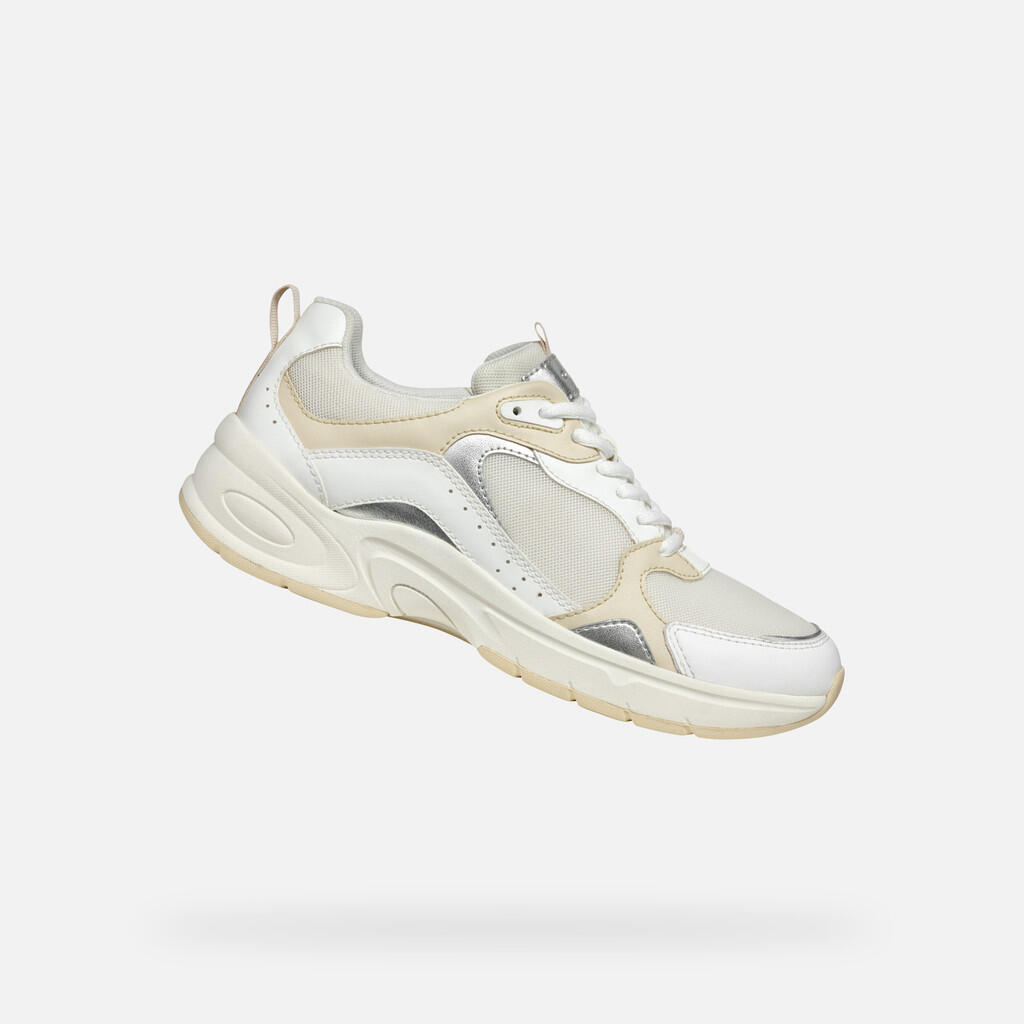 Geox - Baskets Femme D Zarvia Blanc/blanc Cassé - Chaussures De Sport - Beige|blanc - 40 M - Decathlon