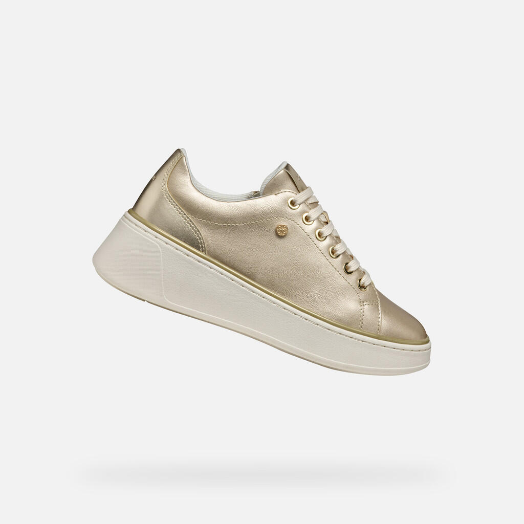 Geox - Baskets Femme D Sunnetty Or Clair - Chaussures De Sport - Jaune - Decathlon