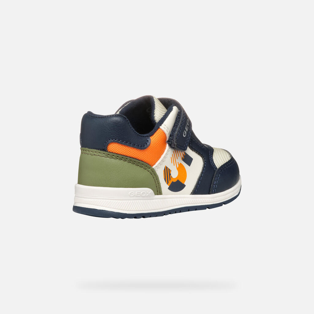 Premiers Pas Bébé Garçon RISHON BABY Bleu Marine/Orange Clair 6/7