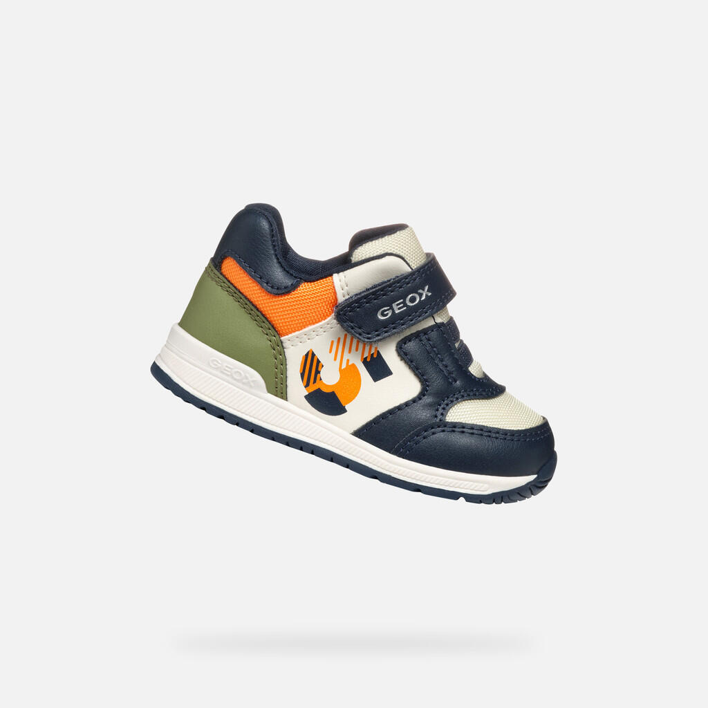 Geox - Premiers Pas Bébé Garçon Rishon Baby Bleu Marine/orange Clair - Chaussures De Sport - Bleu|orange - Decathlon