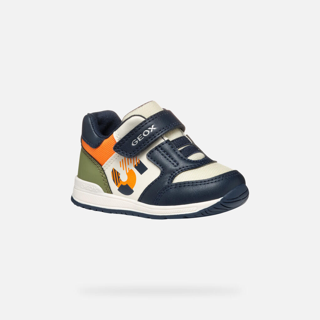 Premiers Pas Bébé Garçon RISHON BABY Bleu Marine/Orange Clair 4/7