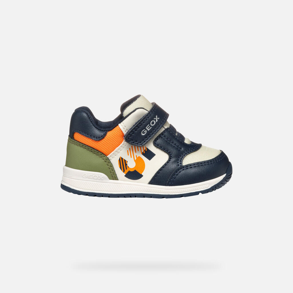 Premiers Pas Bébé Garçon RISHON BABY Bleu Marine/Orange Clair 2/7