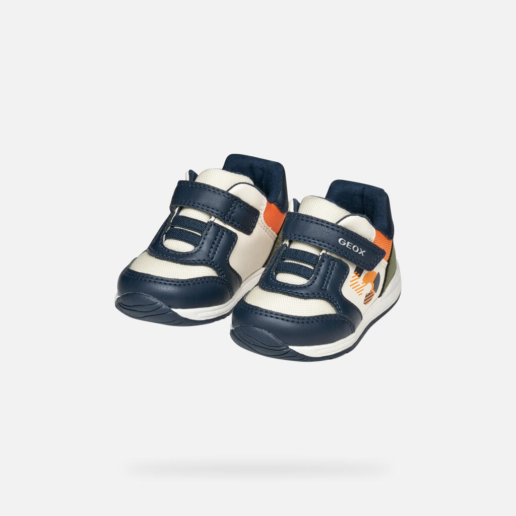 Premiers Pas Bébé Garçon RISHON BABY Bleu Marine/Orange Clair 3/7