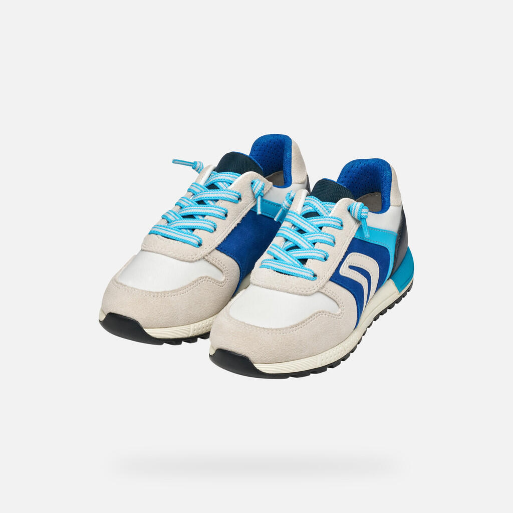 Baskets Garçon J ALBEN BOY Blanc/Bleu Roi 3/7