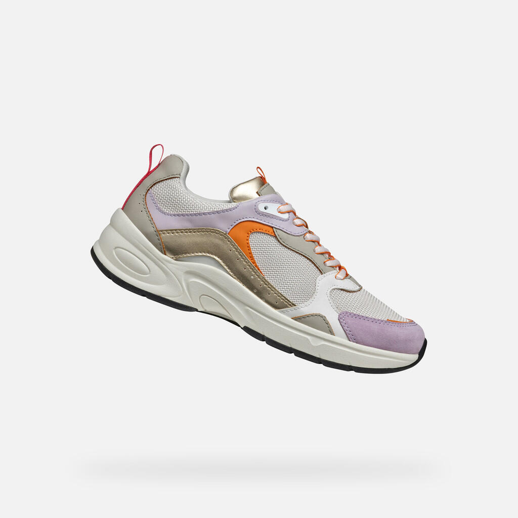 Geox - Baskets Femme D Zarvia Blanc Cassé/lilas - Chaussures De Sport - Blanc|rose - 36 Xs - Decathlon