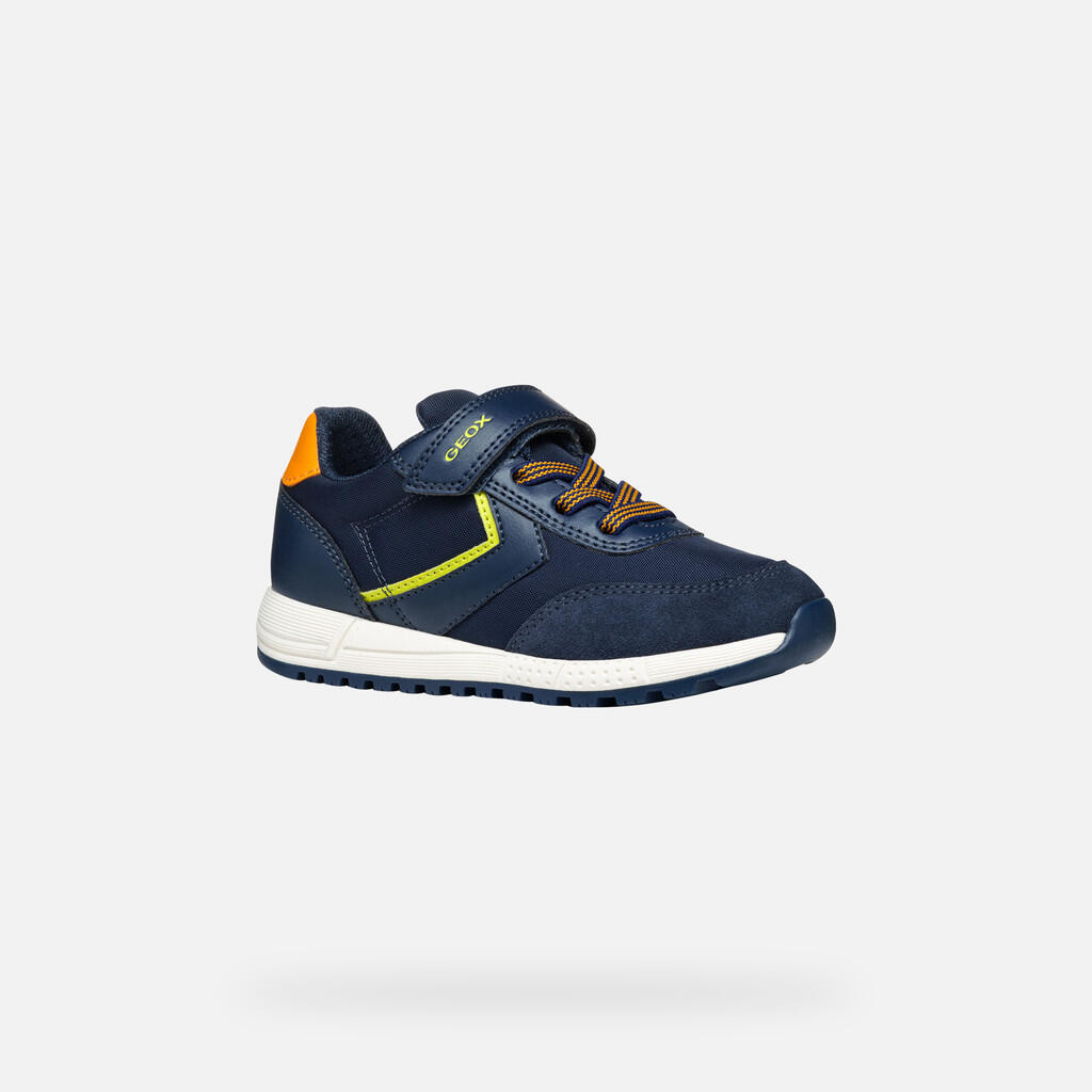 Baskets Garçon ALBEN BOY Bleu Marine/Citron Vert 4/7
