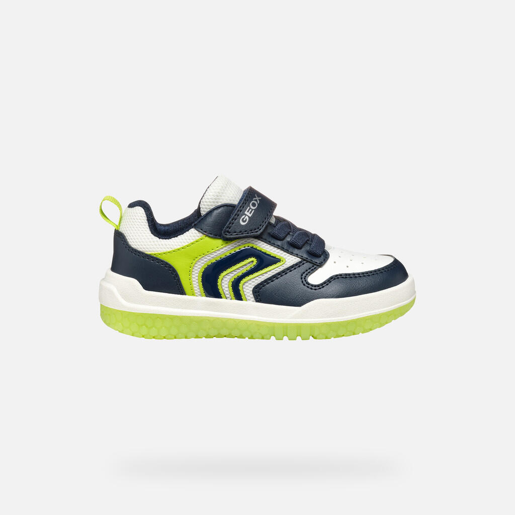 Baskets Garçon J BUZZERLIGHT BOY Bleu Marine/Citron Vert 2/7