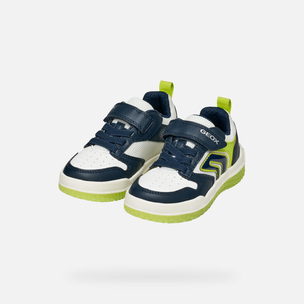 Baskets Garçon J BUZZERLIGHT BOY Bleu Marine/Citron Vert 3/7