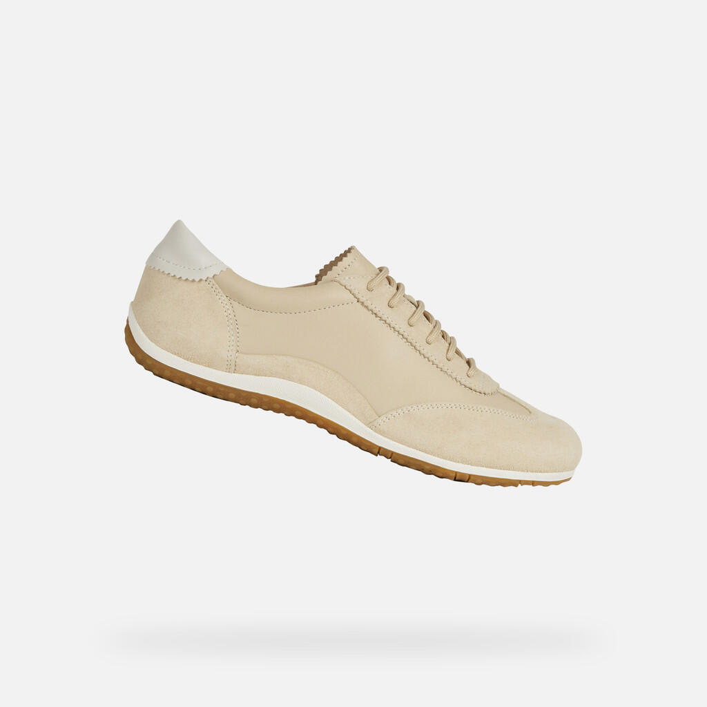 Geox - Baskets Femme Vega Woman Beige/beige - Chaussures De Sport - Beige|vert - 40 - Decathlon