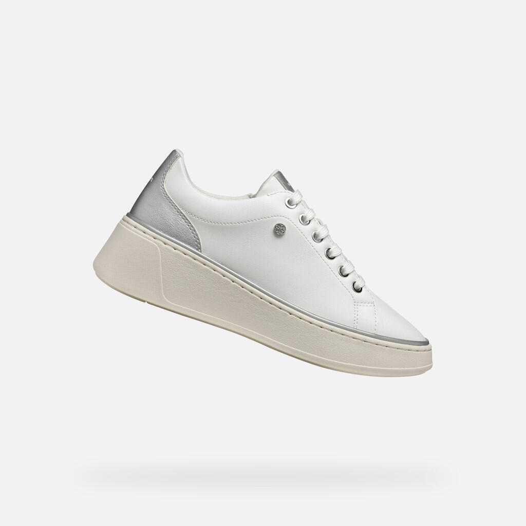 Geox - Baskets Femme D Sunnetty Blanc/argent - Chaussures De Sport - Blanc|gris - 41 - Decathlon
