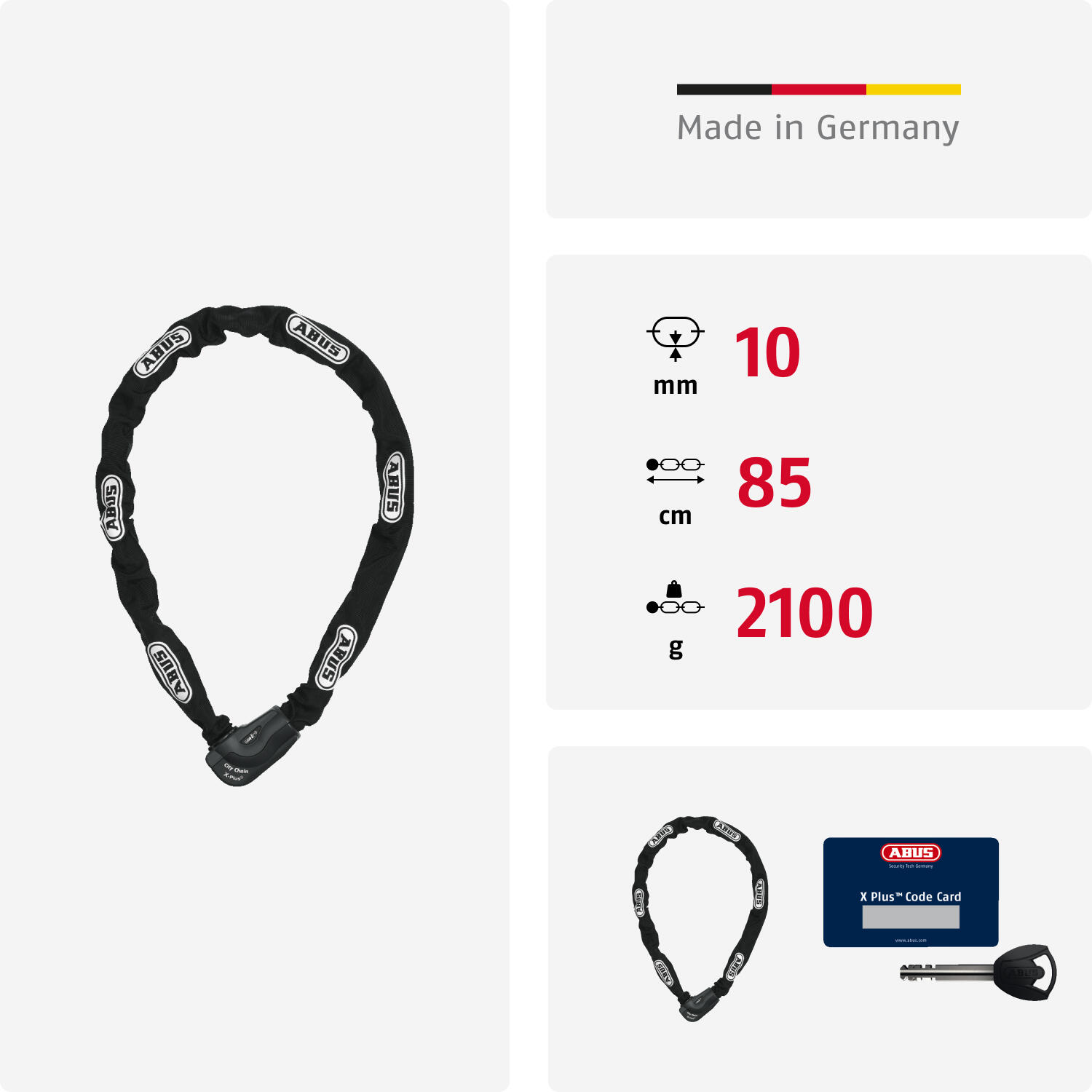 ABUS Granit City Chain X-Plus 1060/140 ART3 — 140 cm, Nero. 3/4