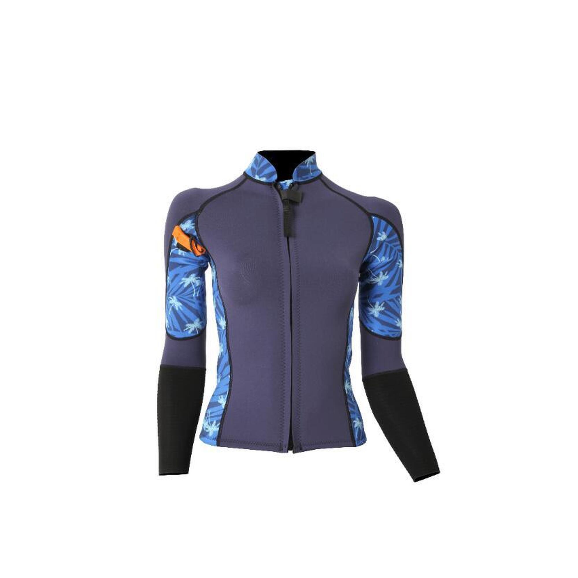 Ocean Step - 2/2 Optimizer Frontzip Neotop - Combinaison Longe Cote Femme - Top Néoprène - Bleu|violet - 44 L - Decathlon