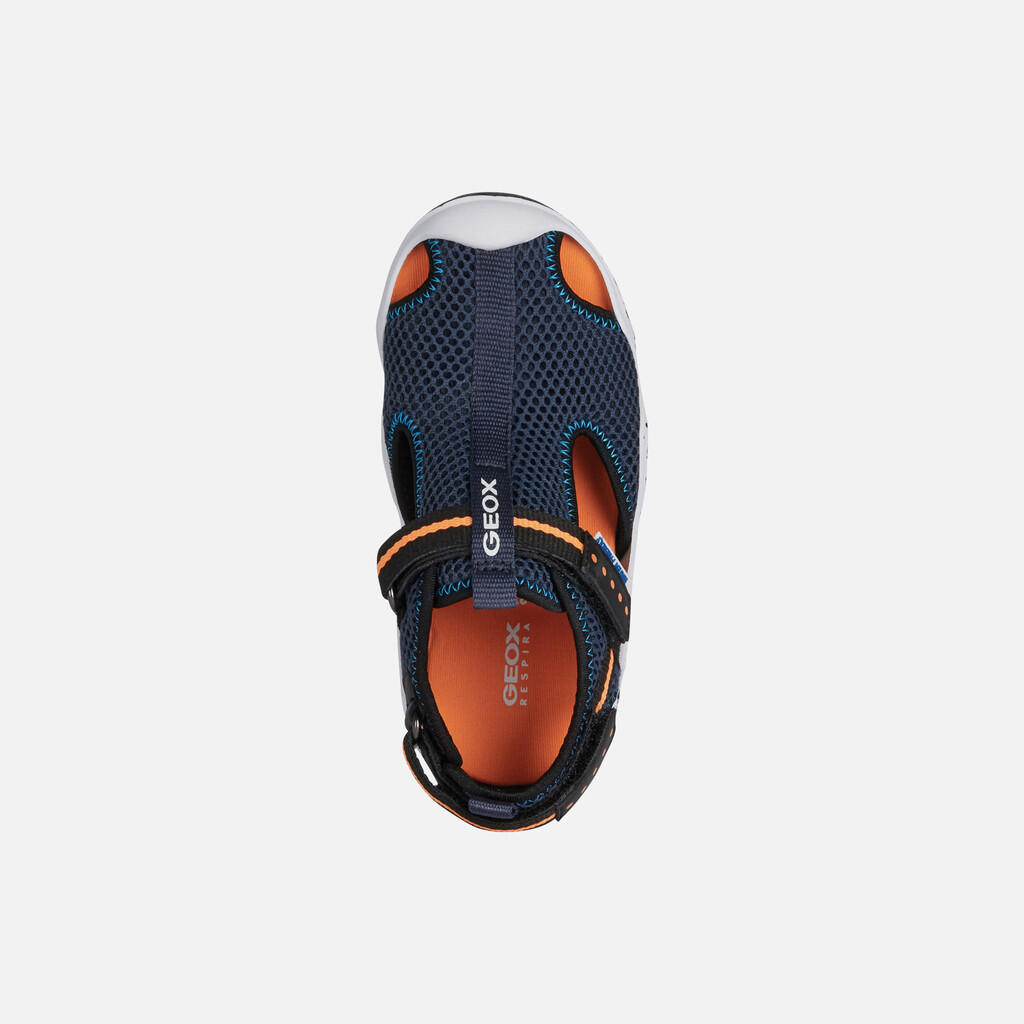 Sandales Garçon JR WADER Bleu Marine/Orange Fluo 6/7