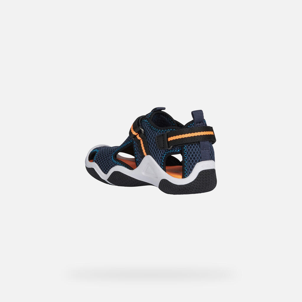 Sandales Garçon JR WADER Bleu Marine/Orange Fluo 4/7