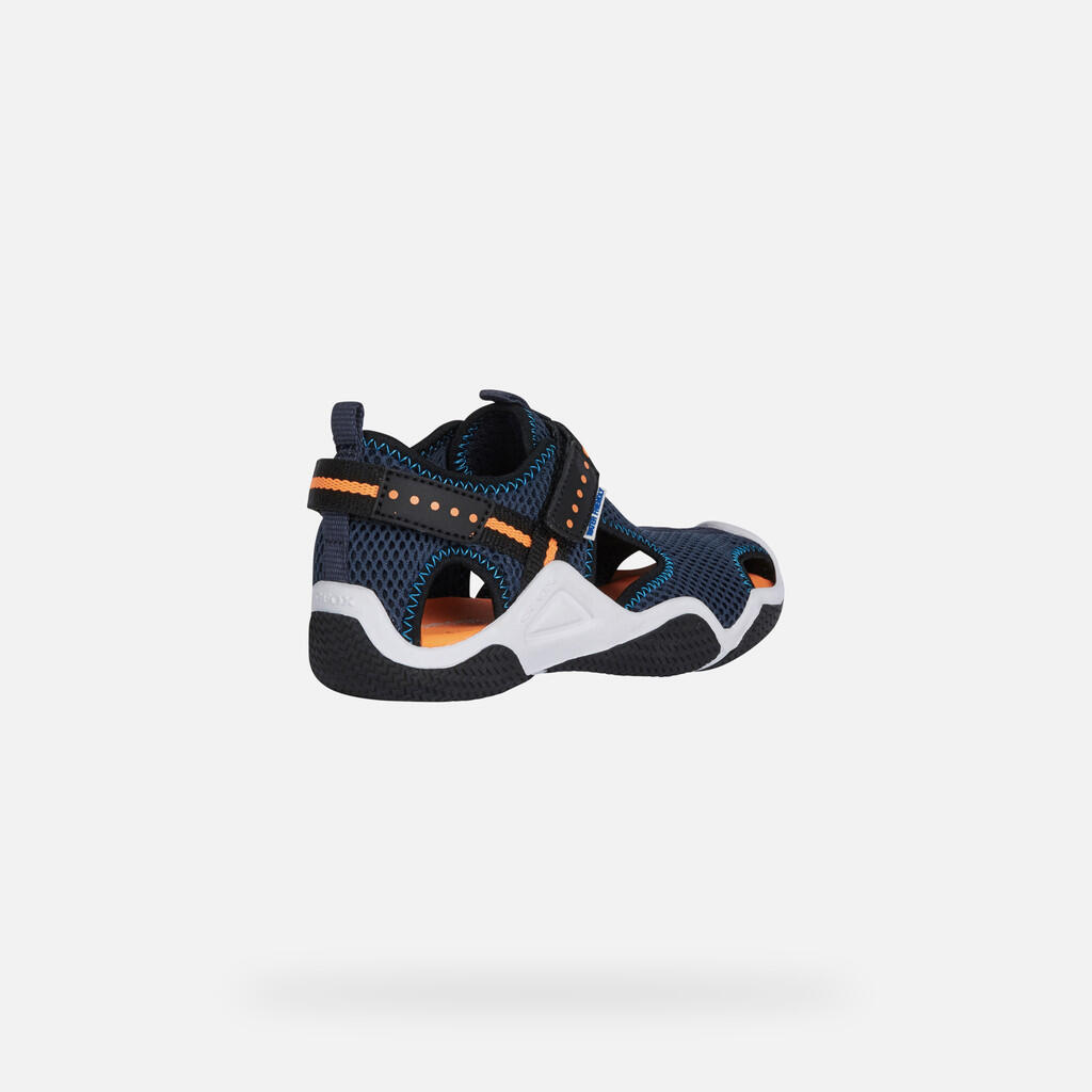 Sandales Garçon JR WADER Bleu Marine/Orange Fluo 5/7