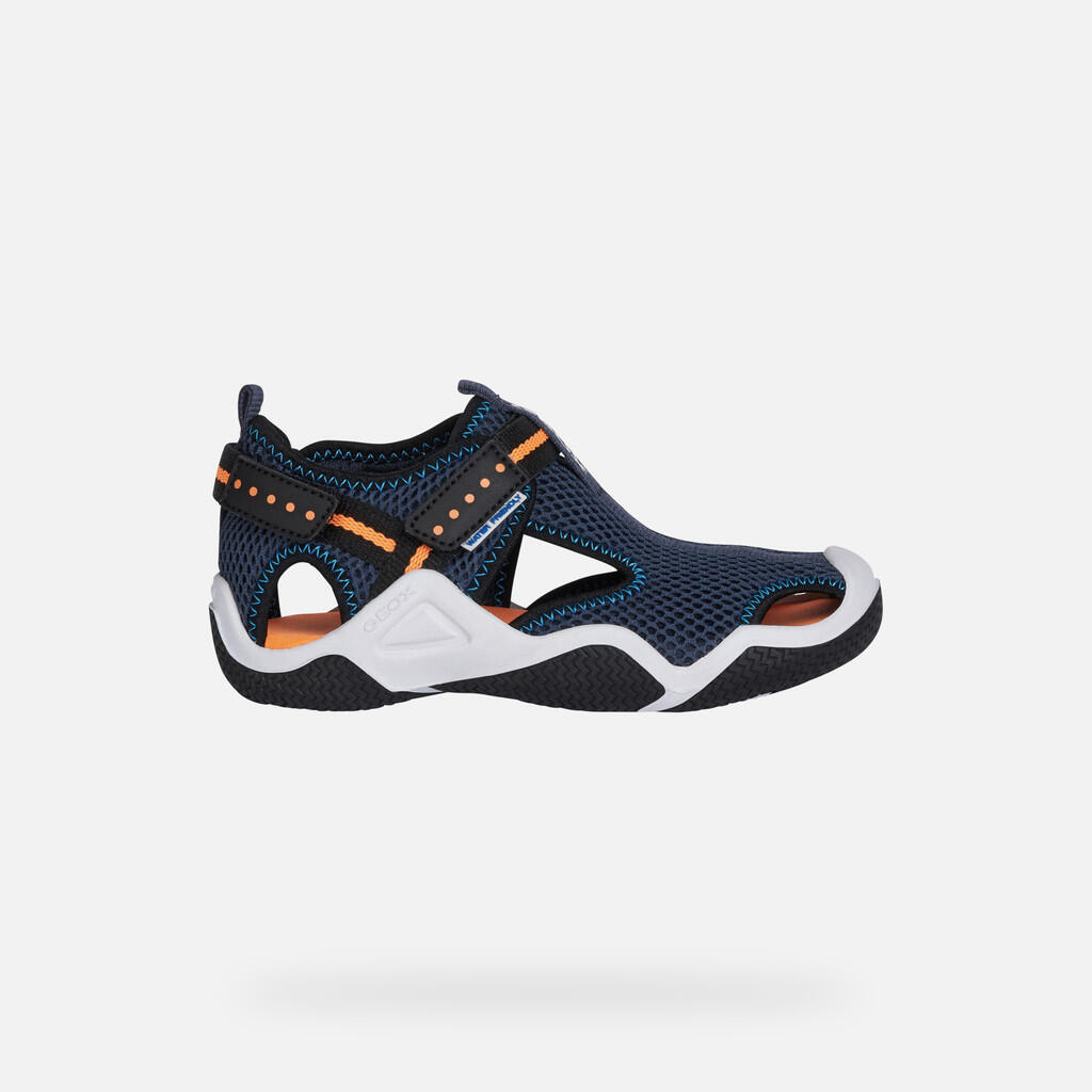 Sandales Garçon JR WADER Bleu Marine/Orange Fluo 2/7