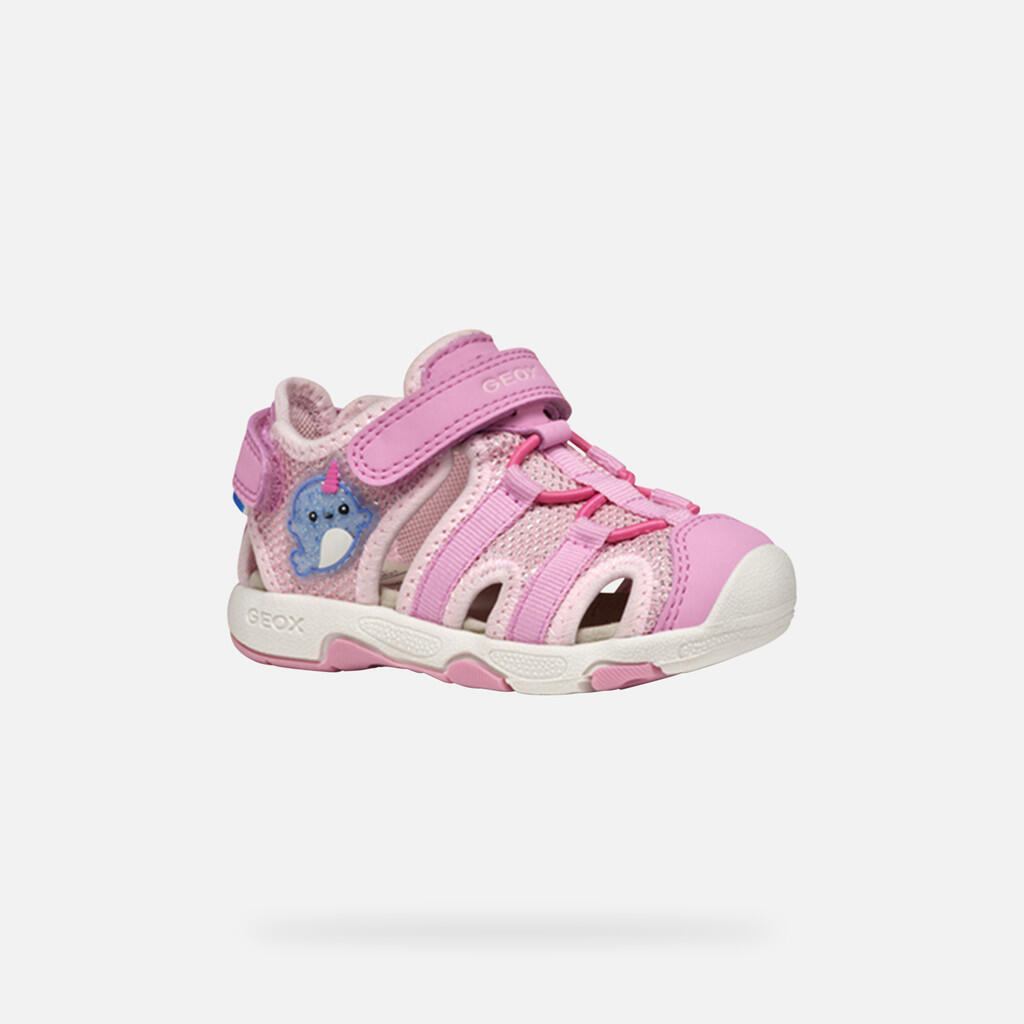 Sandales Bébé Fille Geox Multy Girl - Cuir Extérieur, Semelle Caoutchouc - Fermeture Scratch - Confort Et Soutien