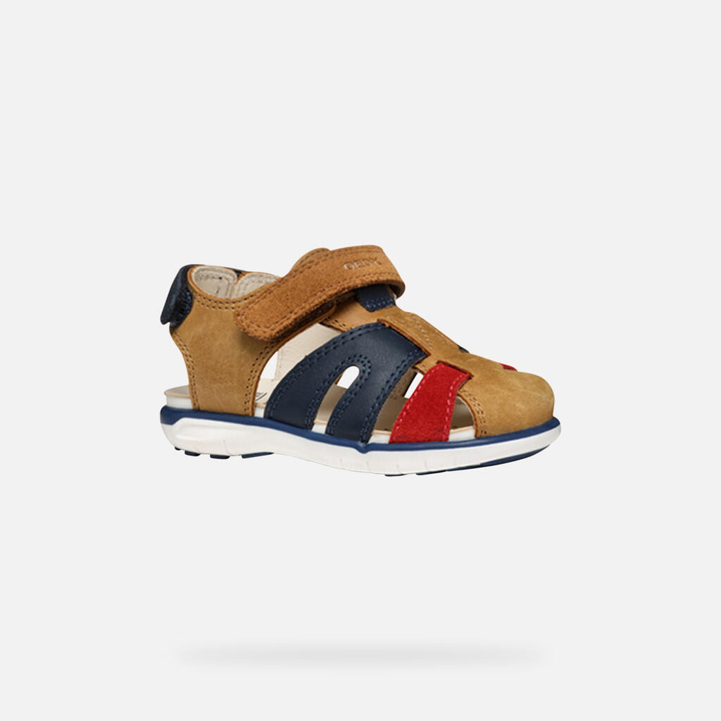 Sandales Bébé Garçon B SANDAL DELHI BOY Whisky/Rouge 4/7