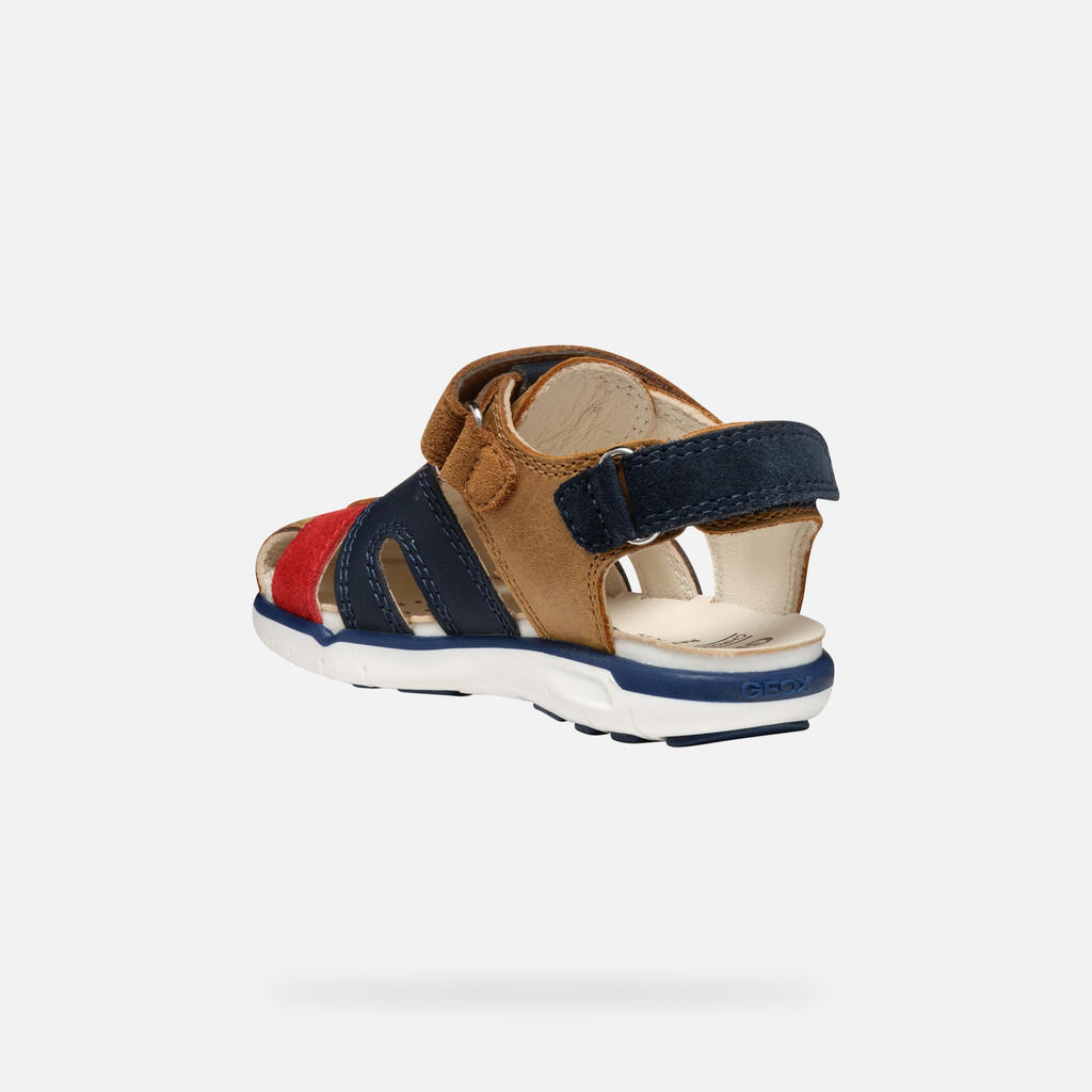 Sandales Bébé Garçon B SANDAL DELHI BOY Whisky/Rouge 5/7