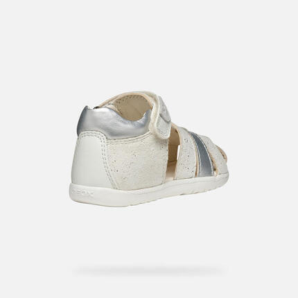 Premiers Pas Bébé Fille B SANDAL MACCHIA GIR Blanc/Argent