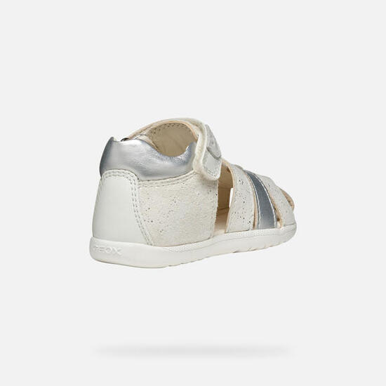 Premiers Pas Bébé Fille B SANDAL MACCHIA GIR Blanc/Argent