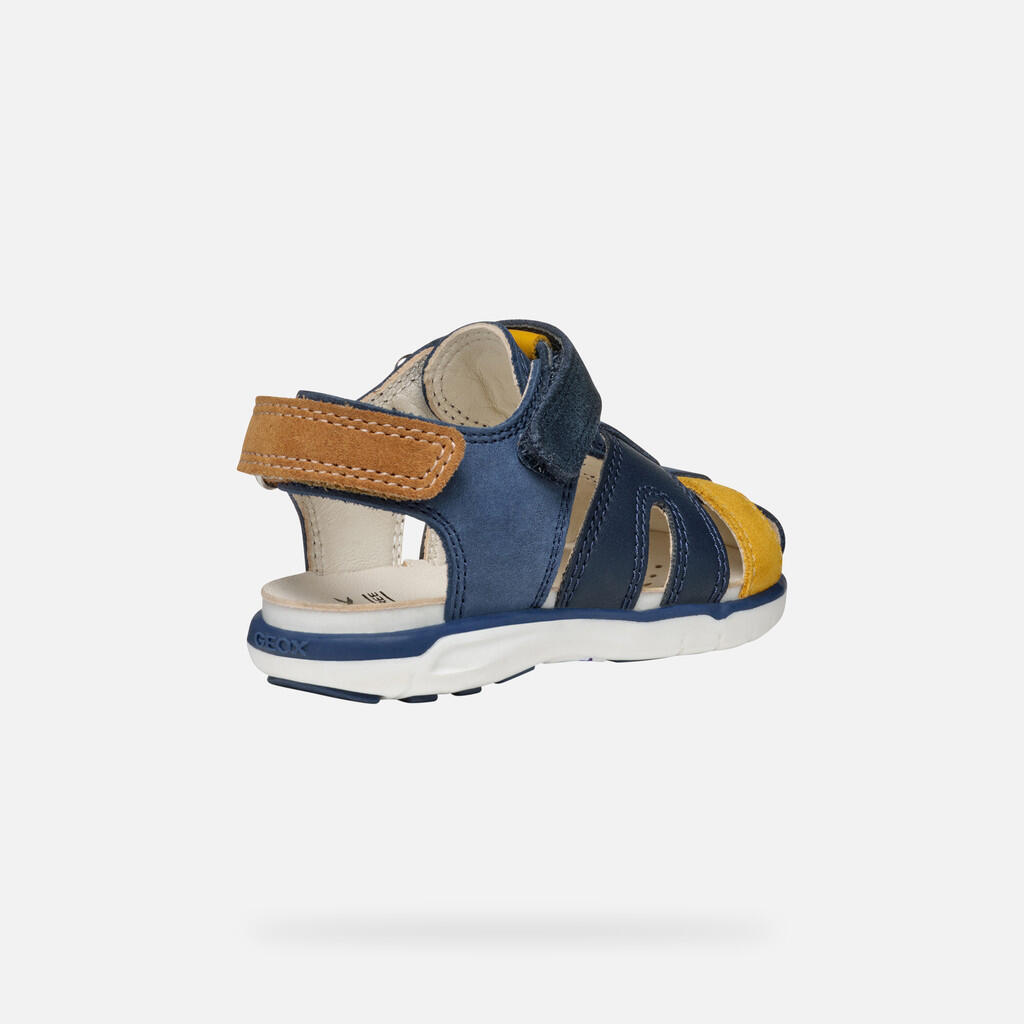 Sandales Bébé Garçon B SANDAL DELHI BOY Bleu Marine Foncé/Jaune Foncé 6/7