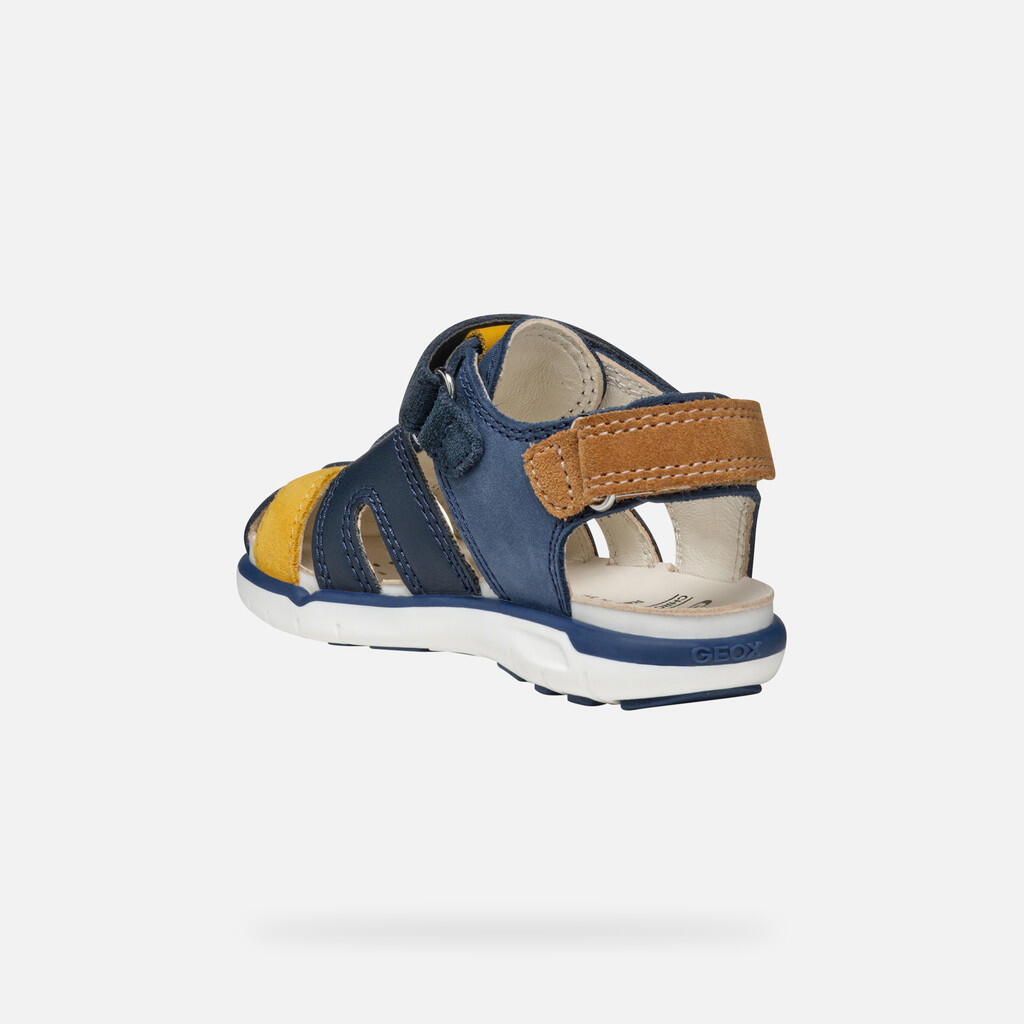 Sandales Bébé Garçon B SANDAL DELHI BOY Bleu Marine Foncé/Jaune Foncé 5/7