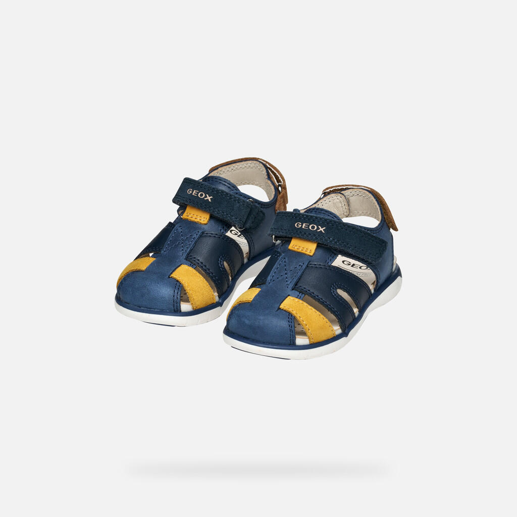 Sandales Bébé Garçon B SANDAL DELHI BOY Bleu Marine Foncé/Jaune Foncé 3/7