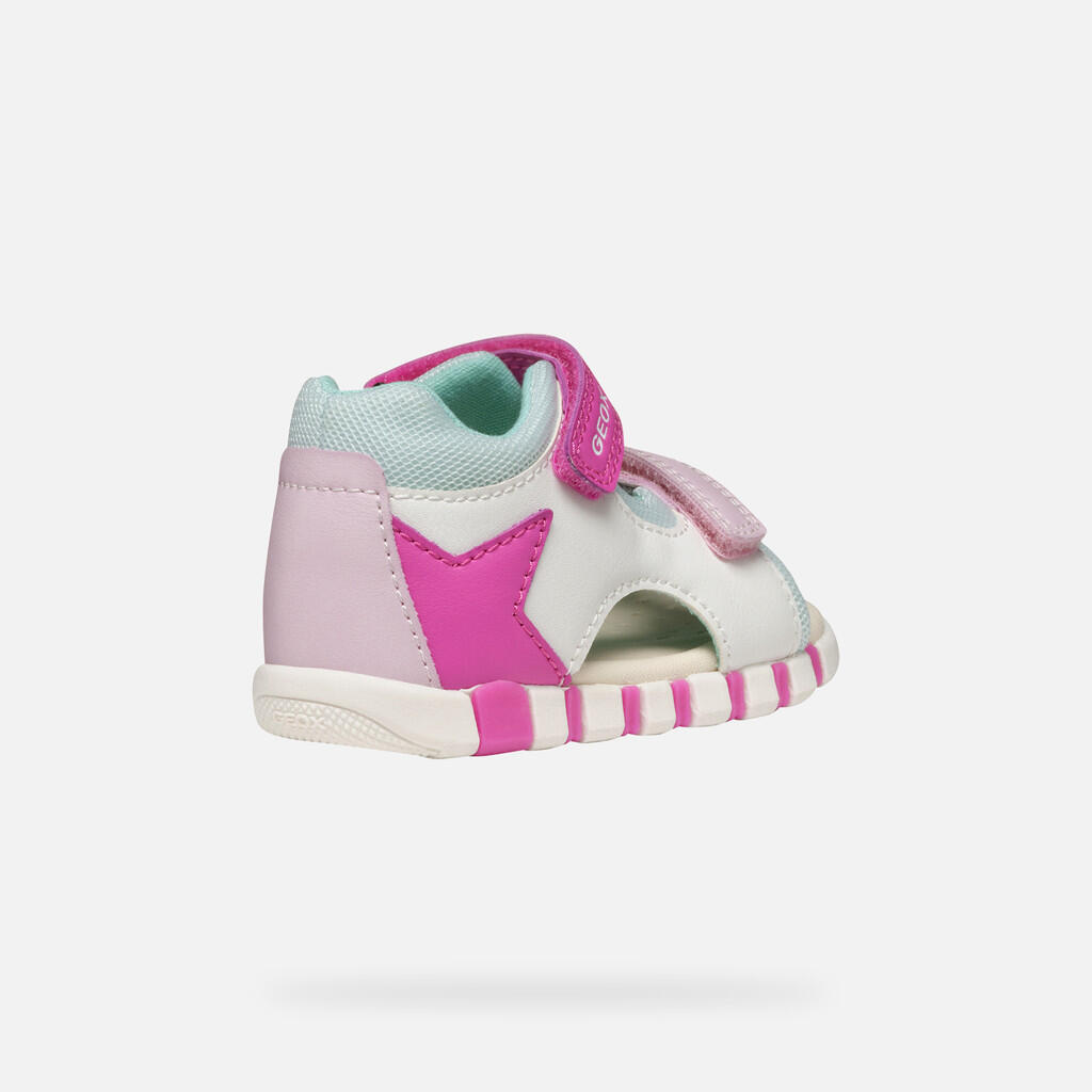 Premiers Pas Bébé Fille SANDAL IUPIDOO BABY Blanc/Fuchsia 6/7