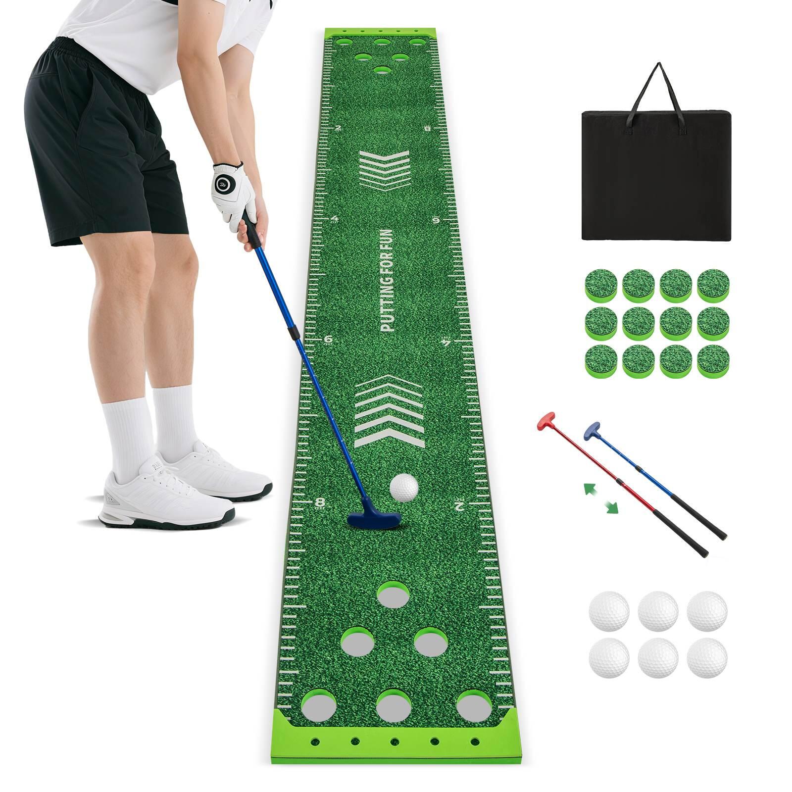 332cm Golf Putting Mat Practice Training Mat w/Distance Marker