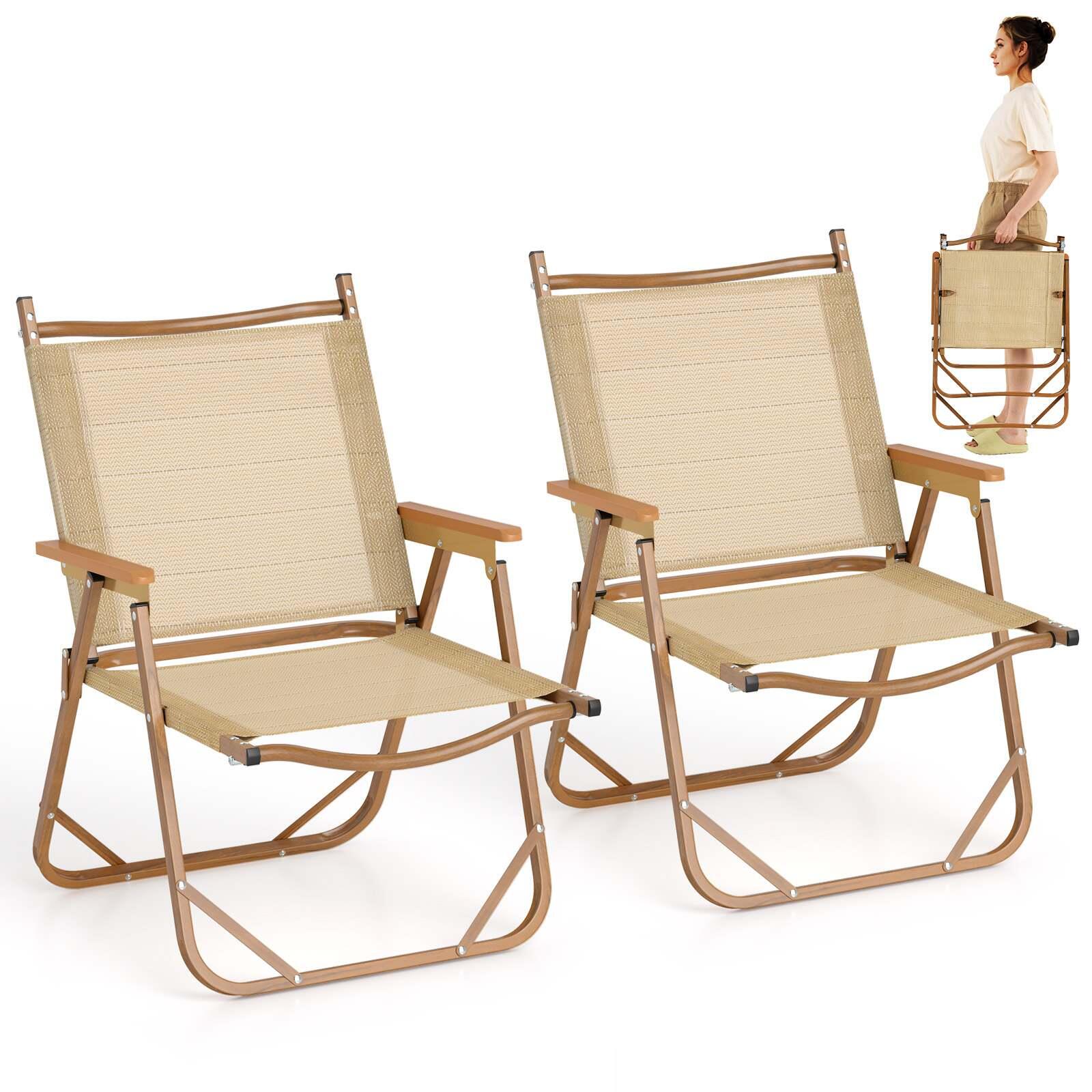 Folding Camp Chairs Set of 2 Lightweight Portable Lawn Chairs Aluminum