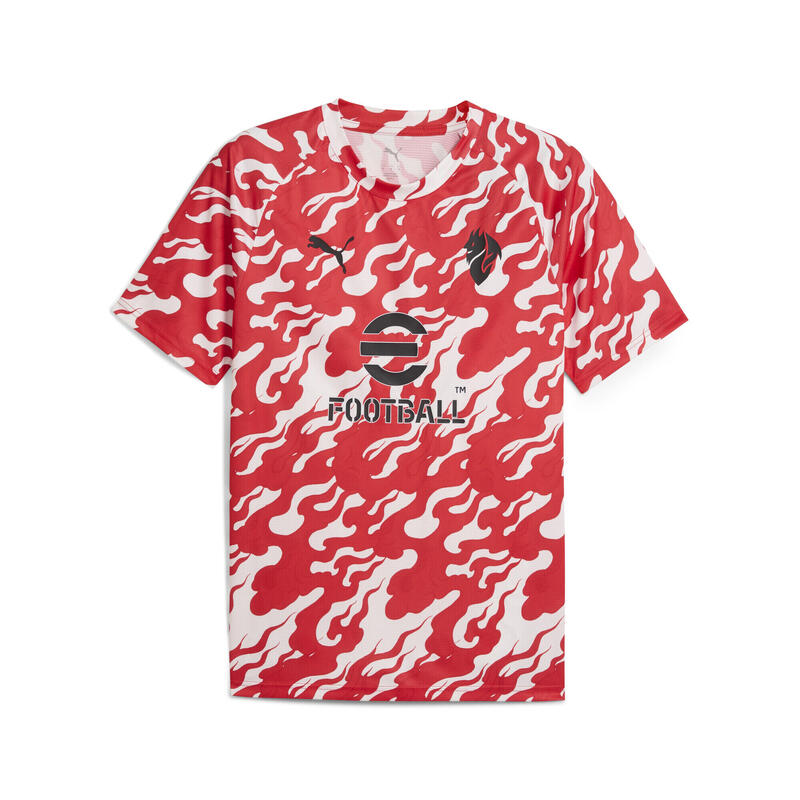 Tricou fotbal bărbați slim, mânecă scurtă, guler rotund, Ac Milan Aufwärmtrikot,