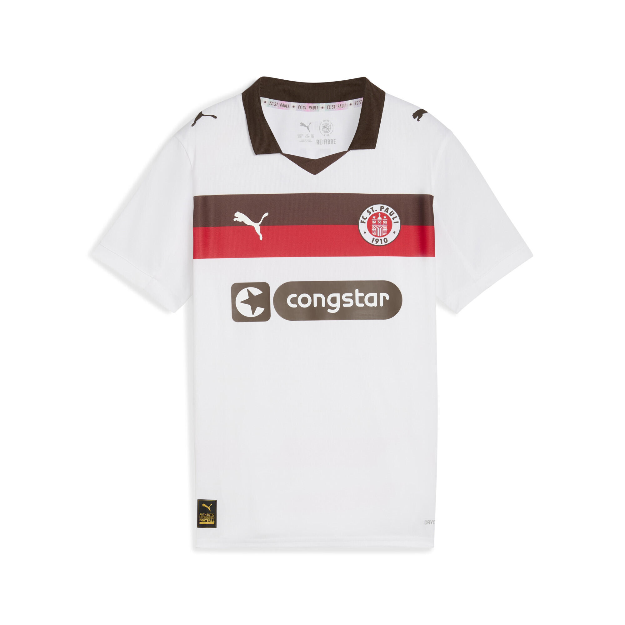 Młodzieżowa koszulka wyjazdowa FC St. Pauli 25/26 PUMA White Espresso Brown