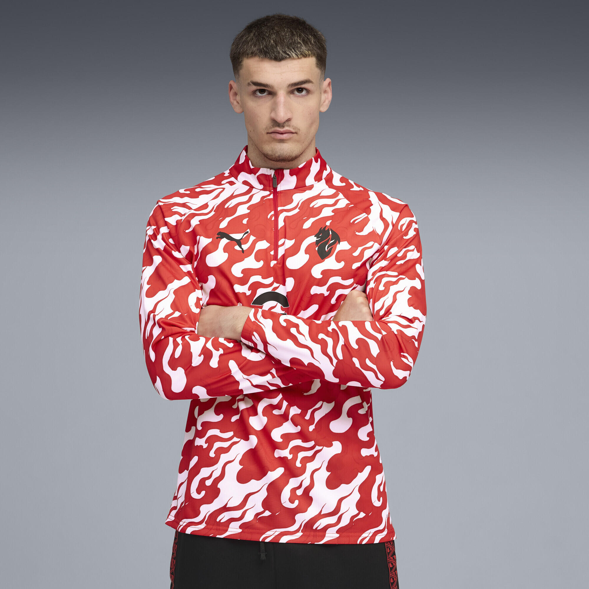 Męska bluza przedmeczowa z zamkiem 1/4 AC Milan PUMA