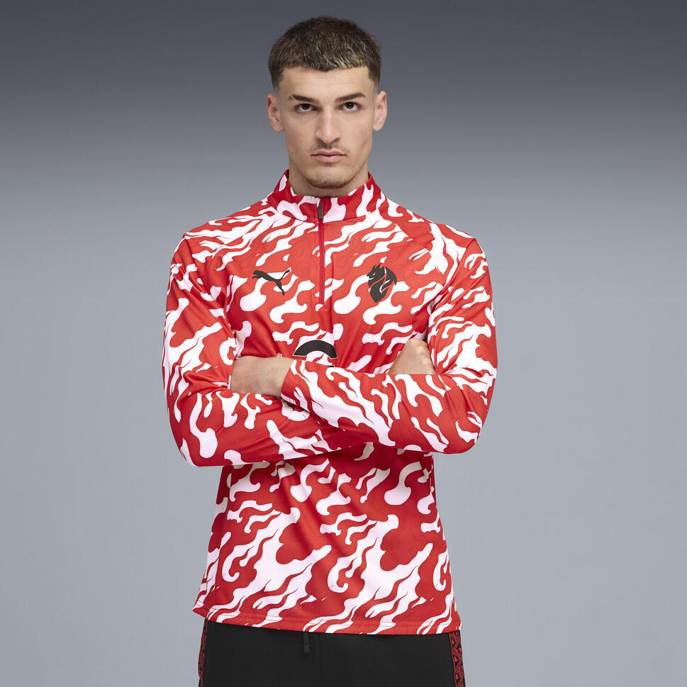 Męska bluza przedmeczowa z zamkiem 1/4 AC Milan PUMA White For All Time Red
