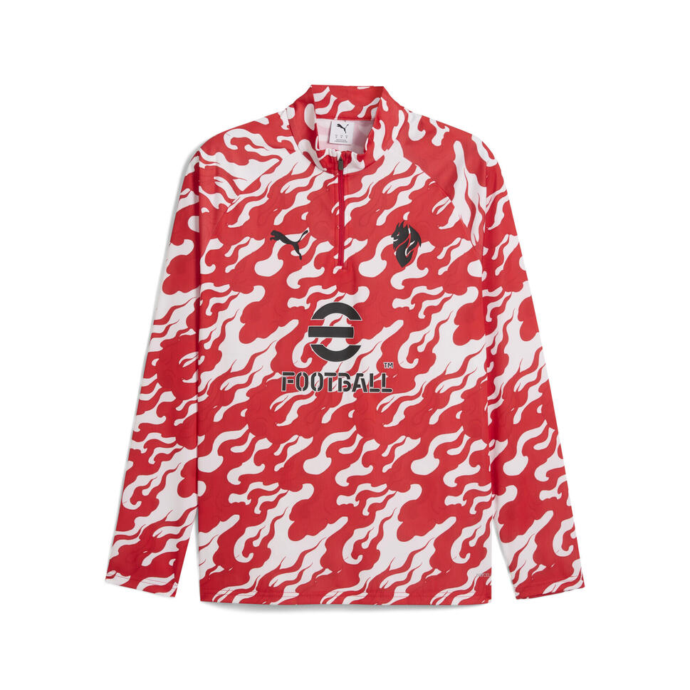 Męska bluza przedmeczowa z zamkiem 1/4 AC Milan PUMA White For All Time Red