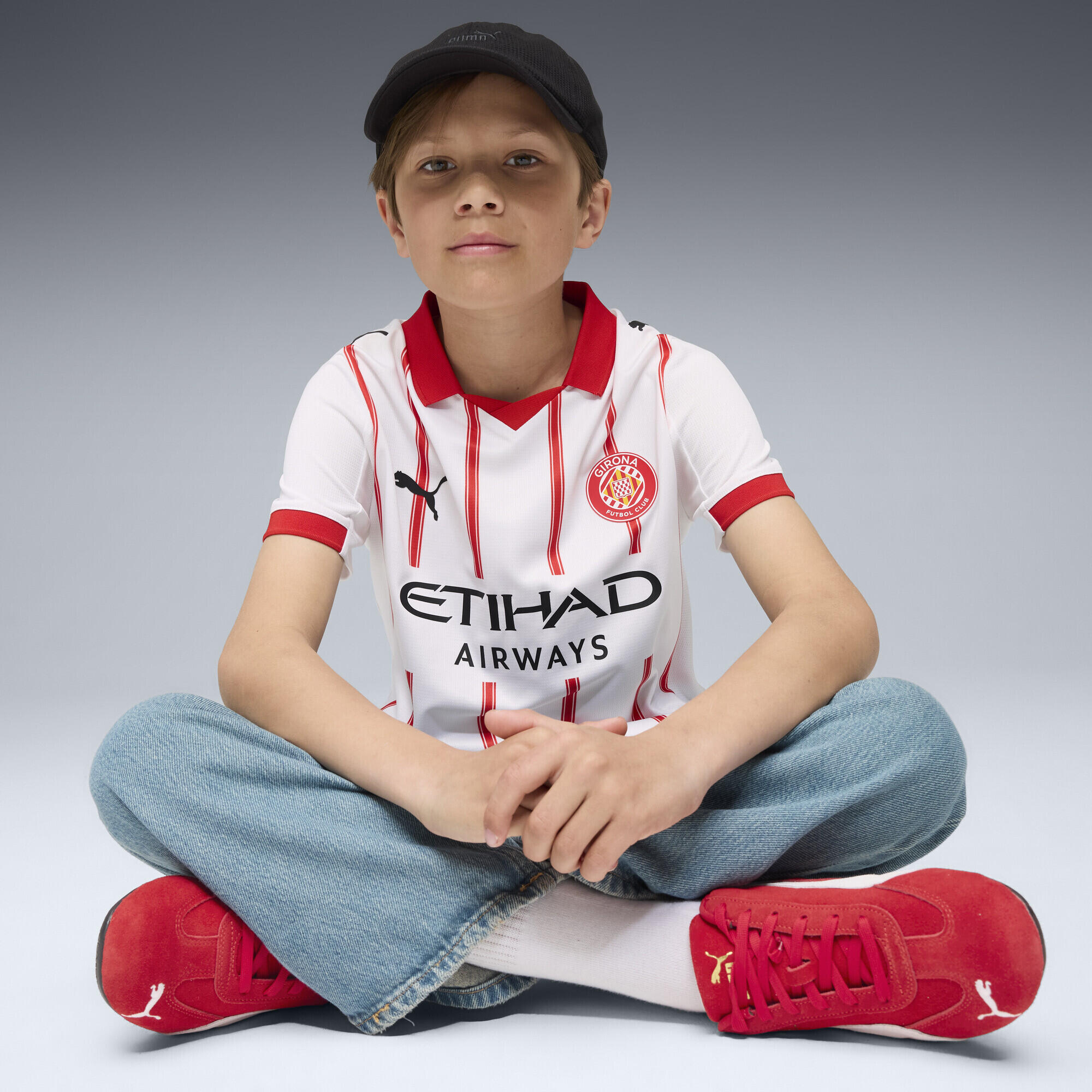 Tricou fotbal copii dungi Girona Fc 25/26 alb PUMA 2/7