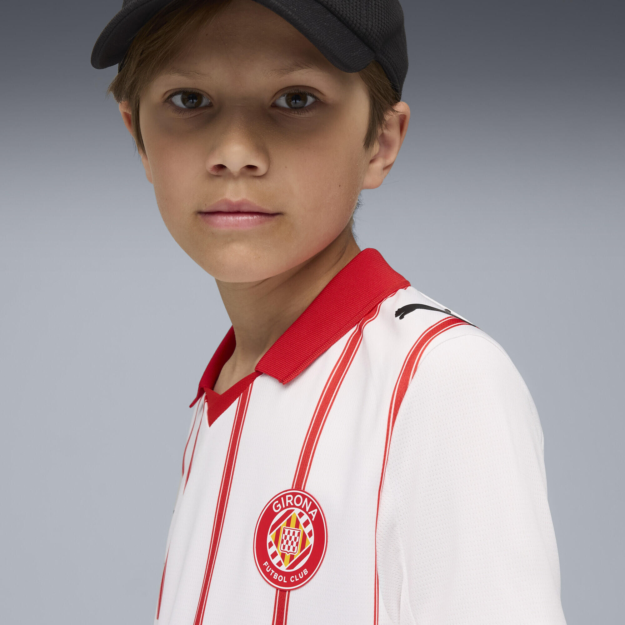 Tricou fotbal copii dungi Girona Fc 25/26 alb PUMA 3/7