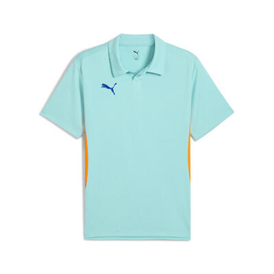 Polo da padel Individual da uomo PUMA Safe Lake Vivid Blue Heat Fire Orange