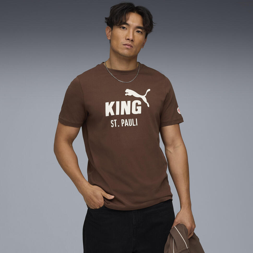 Męska koszulka FC St. Pauli KING z logo PUMA Espresso Brown White