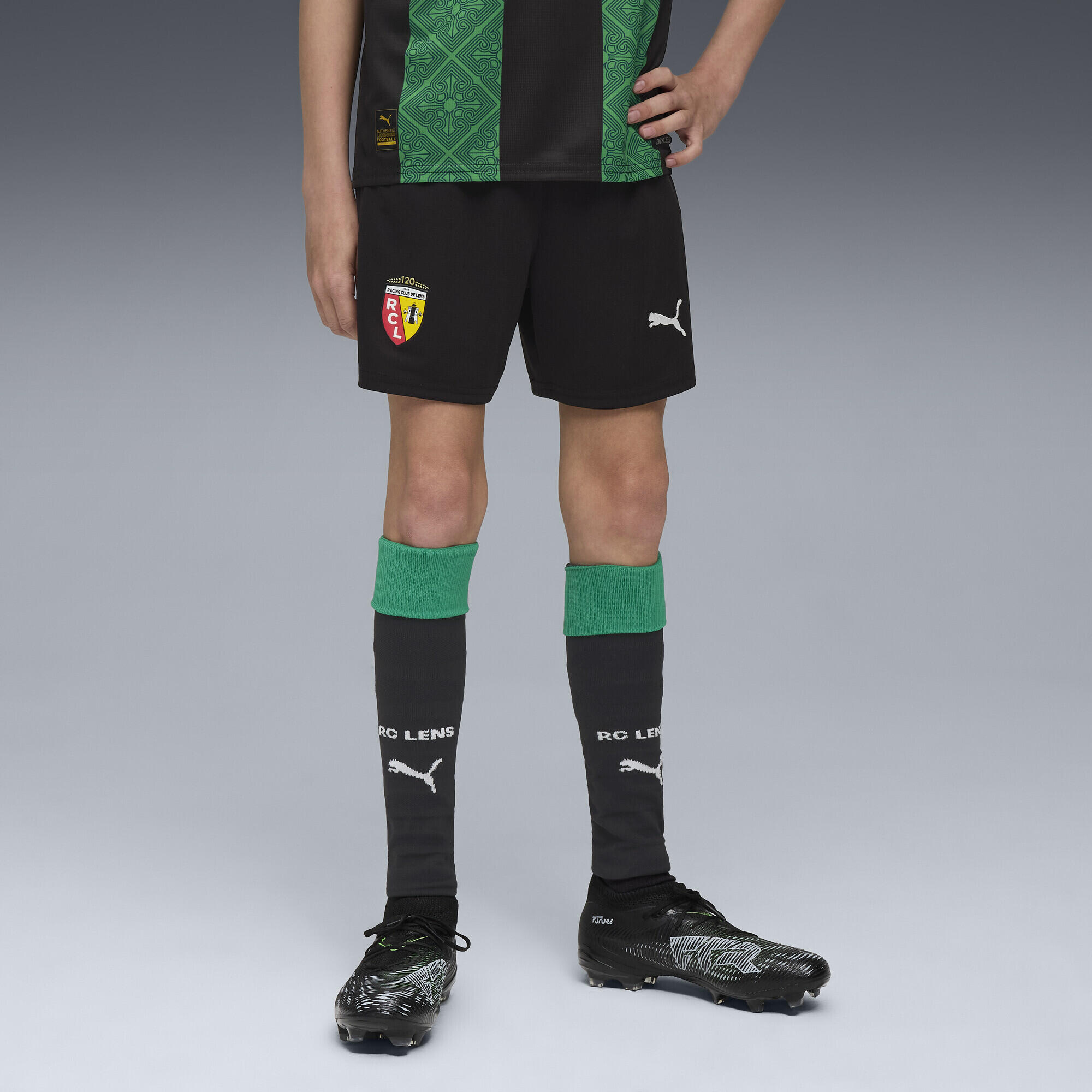 Șort fotbal copii material respirabil, talie elastică RC Lens 25/26, roșu PUMA 2/7