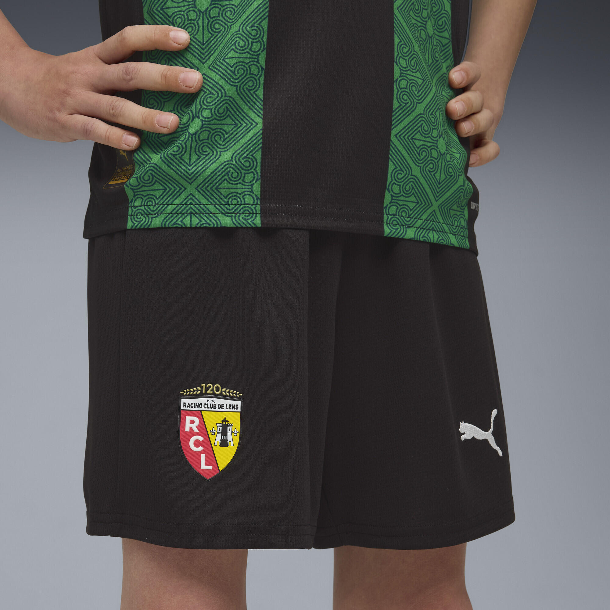 Șort fotbal copii material respirabil, talie elastică RC Lens 25/26, roșu PUMA 3/7