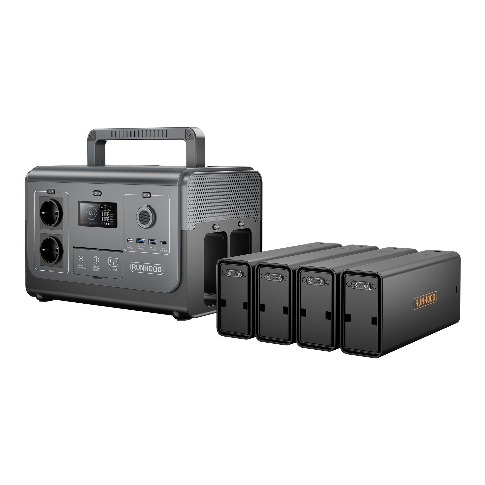 Runhood - Runhood Générateur Électrique Portable  1200w/1296 Wh Avec 2 Batteries Hot Swap - Batterie - Gris|orange - Decathlon