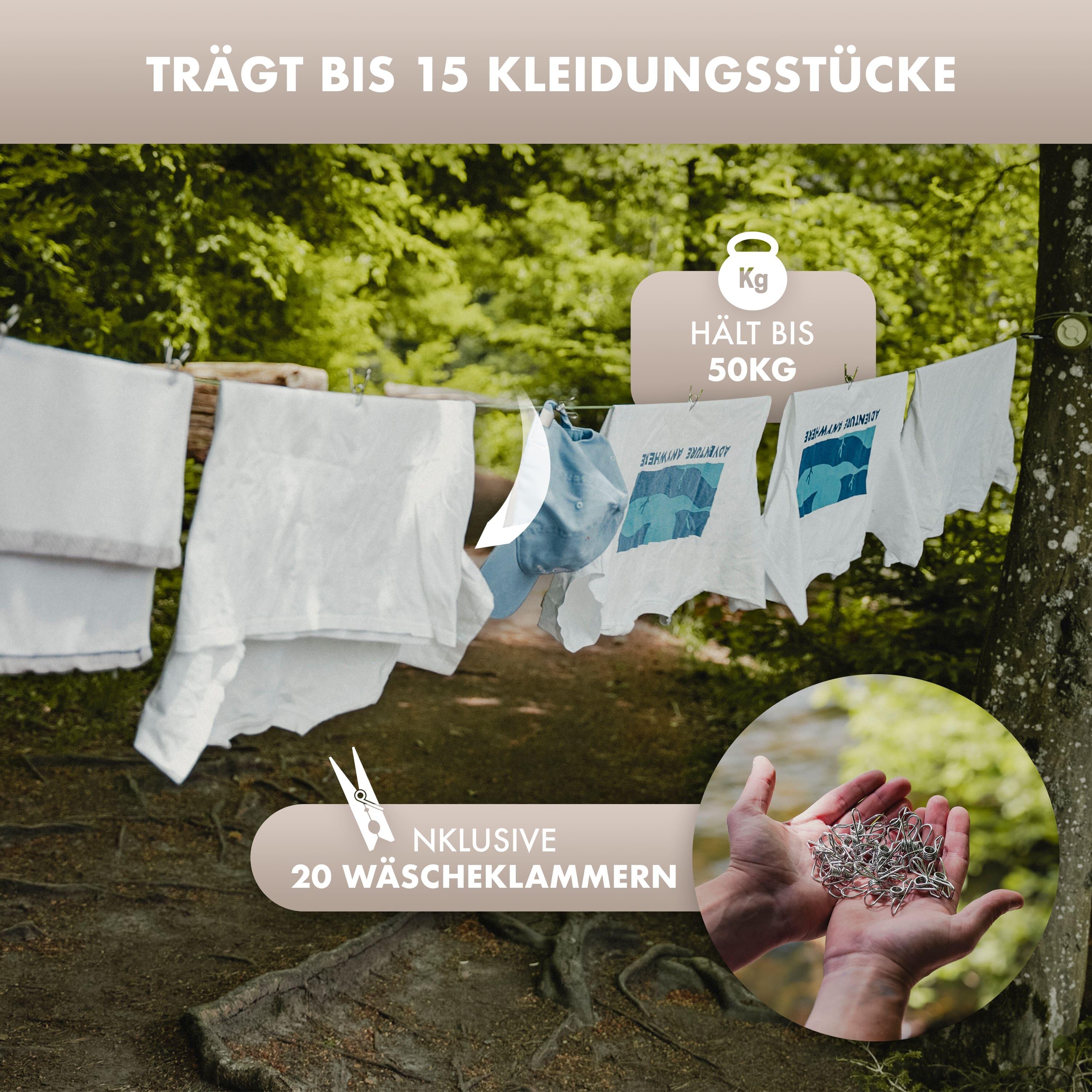 NATURBUMMLER® Wäscheleine ausziehbar [DryLine+] Camping Wäscheleine 10 m 4/6