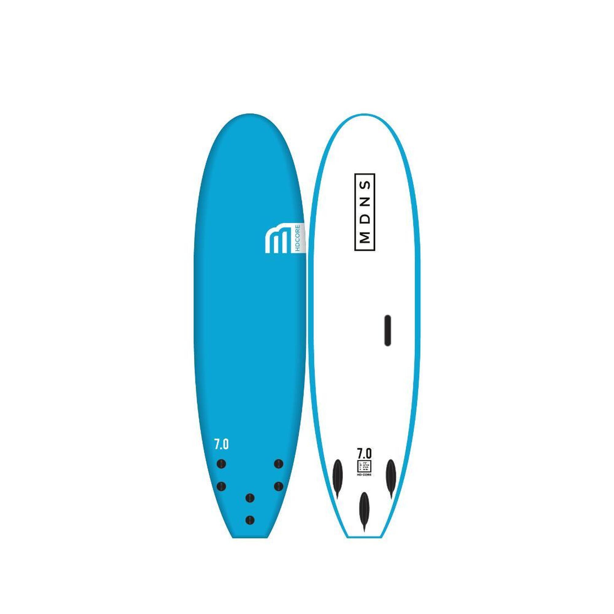 Mdns - Hd Core Wide 7'0 - Planche De Surf Softboard 7'0 - Planche De Surf - Blanc|bleu - 7' - Decathlon