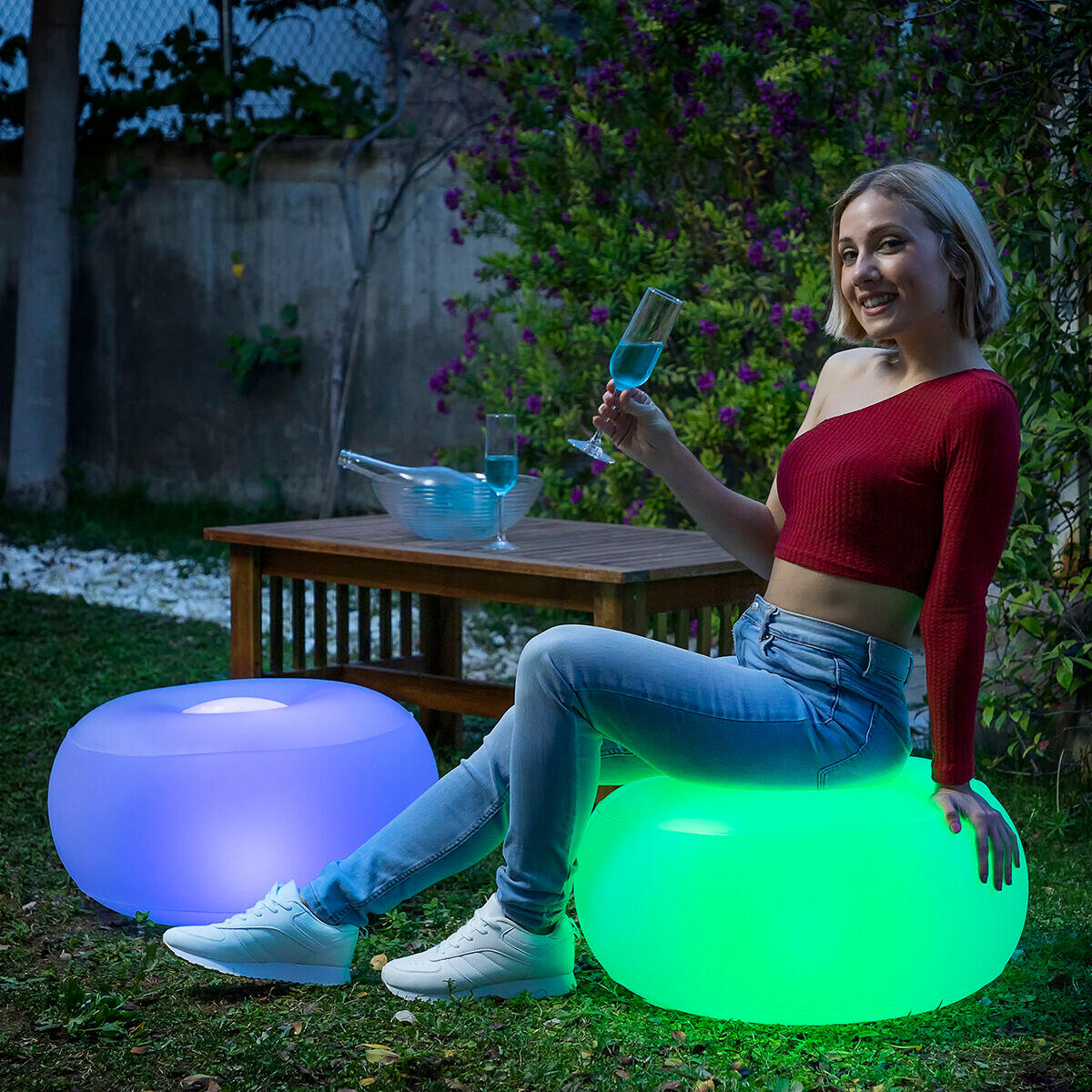 Inflatable Seat with Multicolour LED and Remote Control InnovaGoods Transparent 3/5